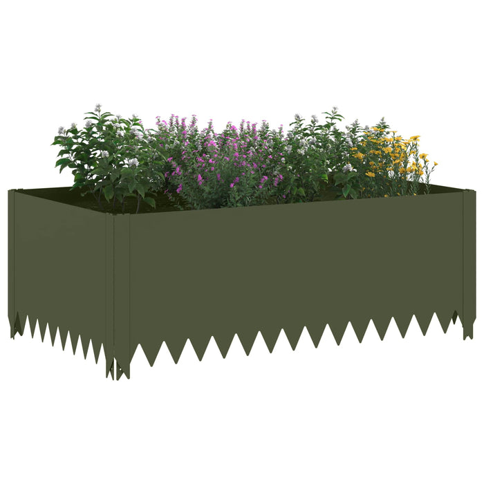 Margine pentru gazon 100 x 60 x 35 cm Oțel Verde măsliniu - WALTI WALTI