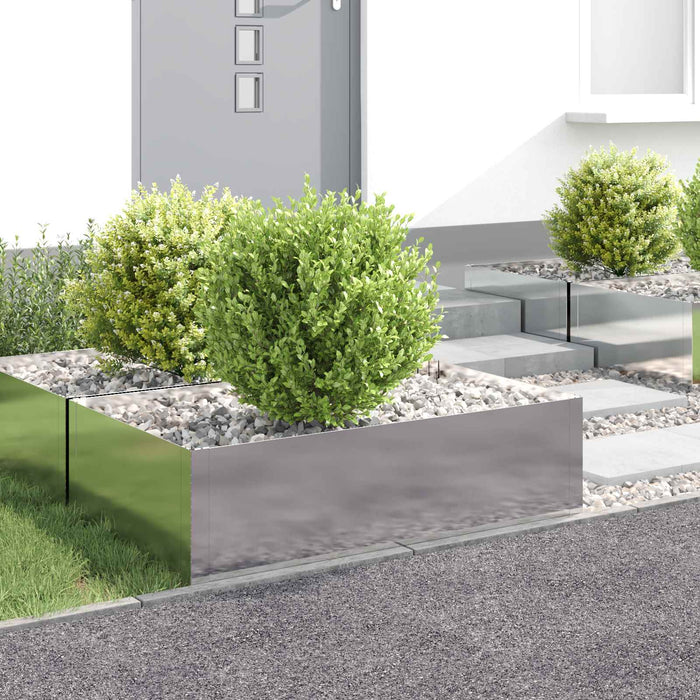 Margine pentru gazon 4 buc. 100 x 60 x 35 cm Oțel Argintiu - WALTI WALTI