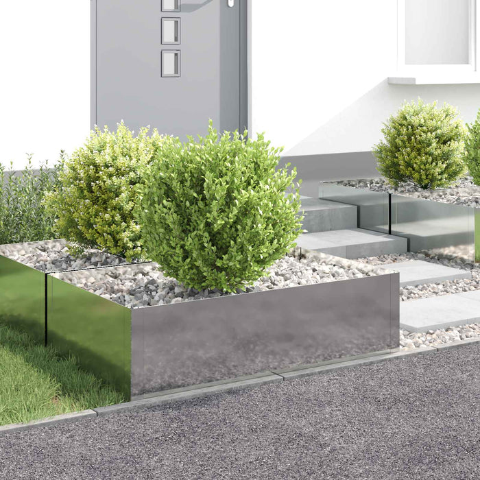 Margine pentru gazon 4 pcs 100 x 60 x 35 cm Oțel Argintiu WALTI