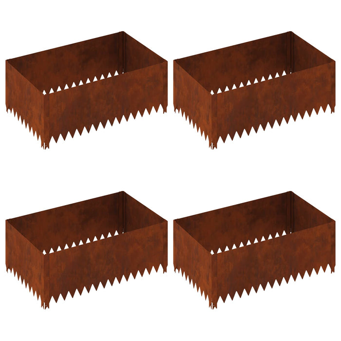Margine pentru gazon 4 pcs 100 x 60 x 35 cm Oțel Ruginit WALTI