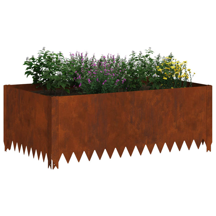 Margine pentru gazon 4 pcs 100 x 60 x 35 cm Oțel Ruginit WALTI
