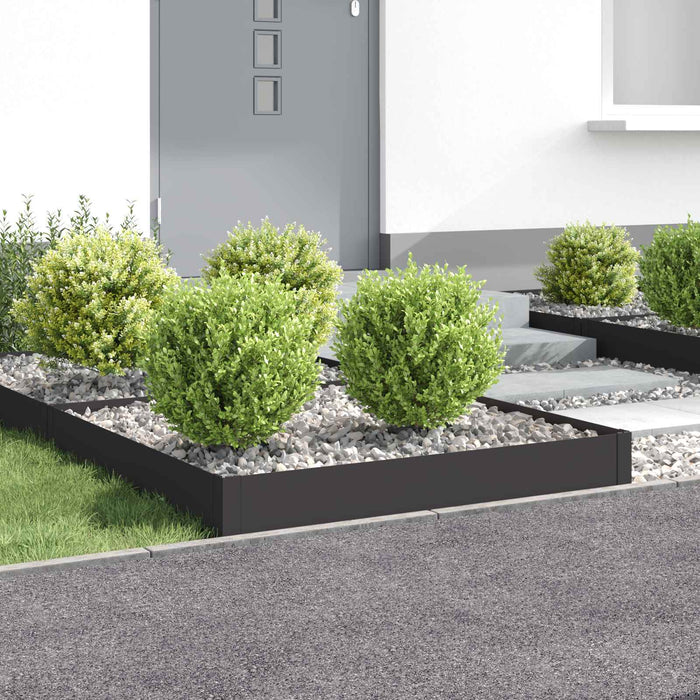 Margine pentru gazon 4 pcs 100 x 100 x 20 cm Oțel Negru WALTI