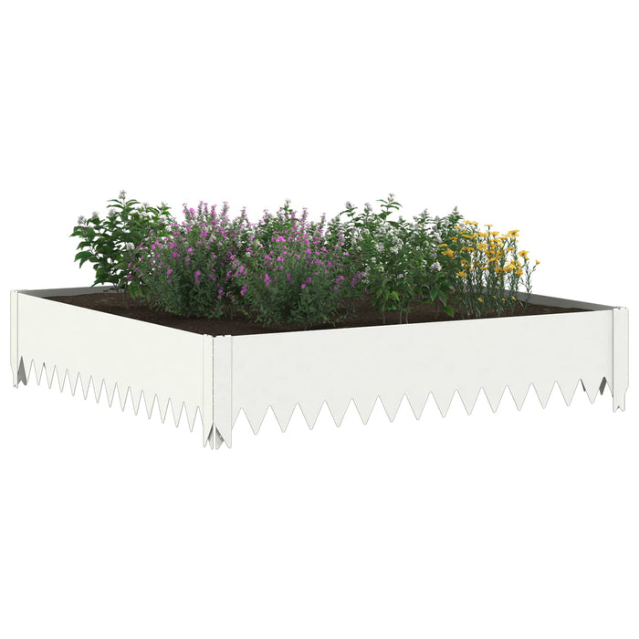 Margine pentru gazon 4 buc. 100 x 100 x 20 cm Oțel Alb - WALTI WALTI