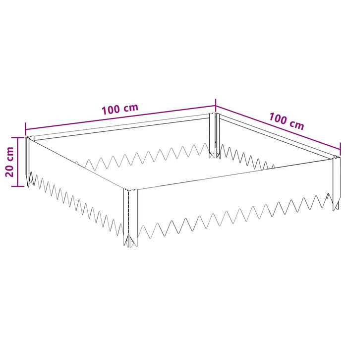 Margine pentru gazon 4 buc. 100 x 100 x 20 cm Oțel Argintiu - WALTI WALTI