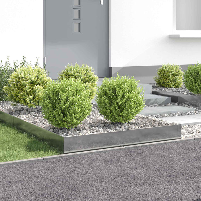 Margine pentru gazon 4 pcs 100 x 100 x 20 cm Oțel Argintiu WALTI