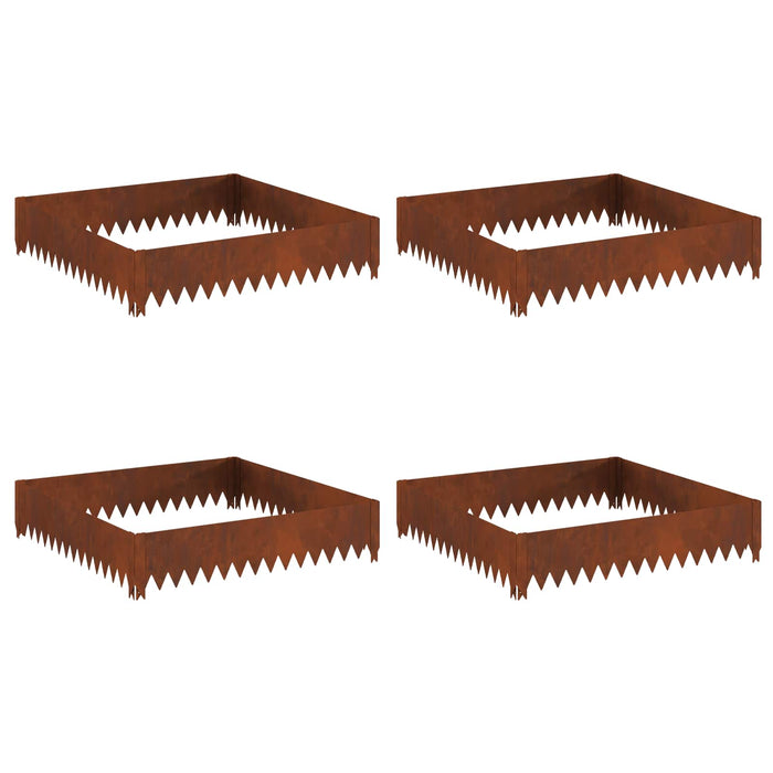 Margine pentru gazon 4 pcs 100 x 100 x 20 cm Oțel Ruginit WALTI