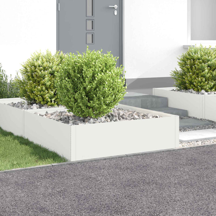 Margine pentru gazon 4 buc. 100 x 100 x 35 cm Oțel Alb - WALTI WALTI