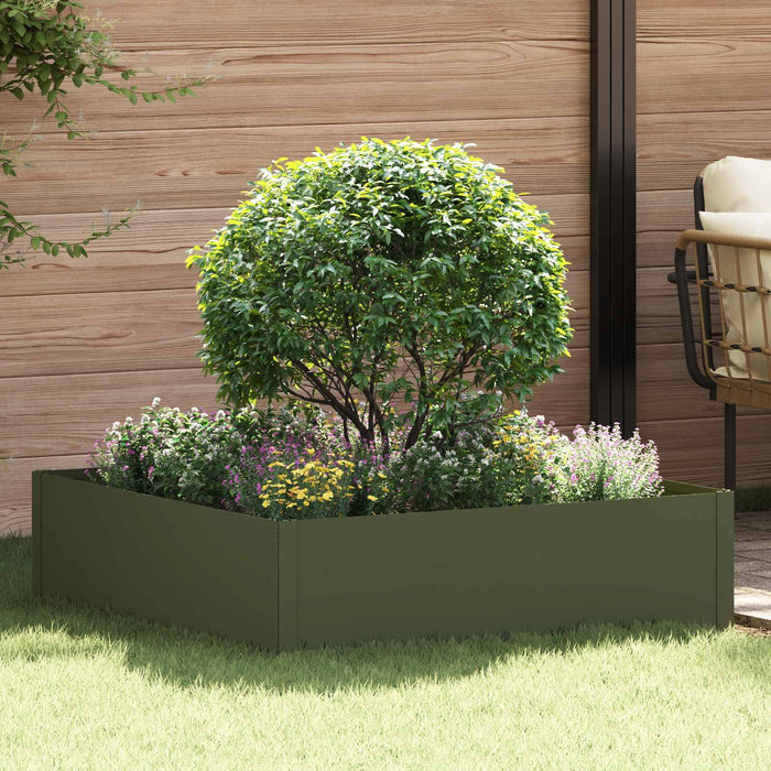 Margine pentru gazon 100 x 100 x 35 cm Oțel Verde măsliniu - WALTI WALTI