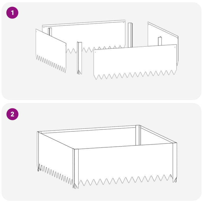 Margine pentru gazon 4 buc. 100 x 100 x 35 cm Oțel Argintiu - WALTI WALTI