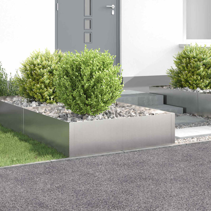 Margine pentru gazon 4 buc. 100 x 100 x 35 cm Oțel Argintiu - WALTI WALTI