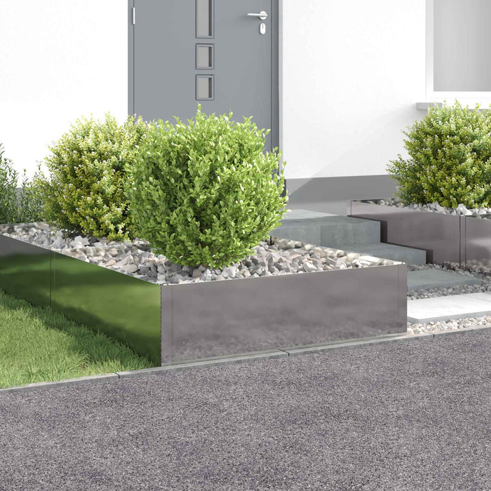 Margine pentru gazon 4 pcs 100 x 100 x 35 cm Oțel Argintiu WALTI