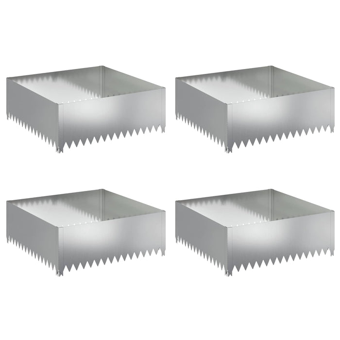 Margine pentru gazon 4 pcs 100 x 100 x 35 cm Oțel Argintiu WALTI