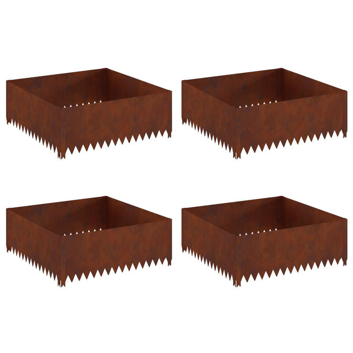 Margine pentru gazon 4 pcs 100 x 100 x 35 cm Oțel Ruginit WALTI