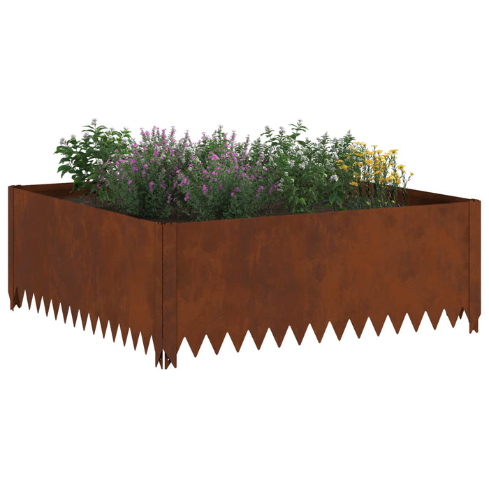 Margine pentru gazon 4 pcs 100 x 100 x 35 cm Oțel Ruginit WALTI
