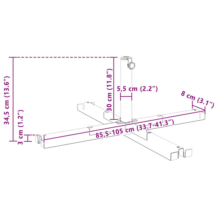 Bază de parasolar pentru stâlpi de 25–50 mm Manual Negru - WALTI WALTI