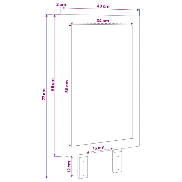 Oglindă FAUSKE Alb 43 x 3,5 x 77 cm Dreptunghiular WALTI