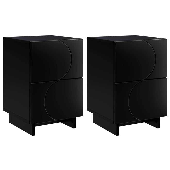 Dulap de noapte 2 buc. Negru 33,5 x 34,5 x 50 cm Lemn prelucrat WALTI