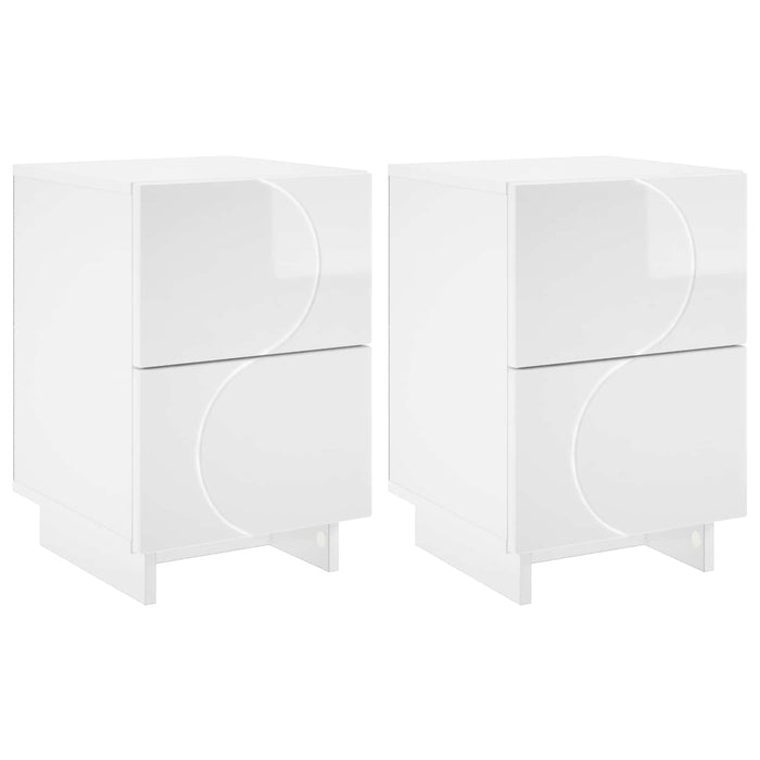 Dulap de noapte 2 buc. Alb foarte lucios 33,5 x 34,5 x 50 cm WALTI