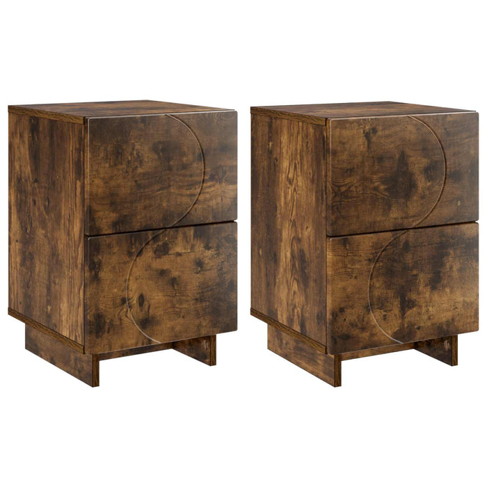 Dulap de noapte 2 buc. Stejar fumuriu 33,5 x 34,5 x 50 cm WALTI