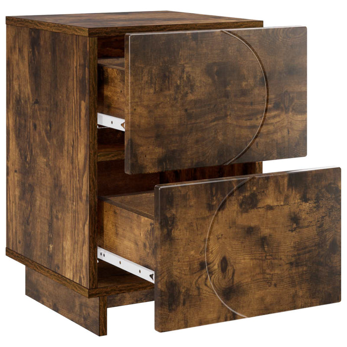Dulap de noapte 2 buc. Stejar fumuriu 33,5 x 34,5 x 50 cm WALTI