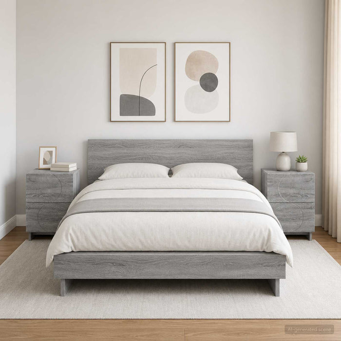 Dulap de noapte 2 buc. Sonoma gri 33,5 x 34,5 x 50 cm WALTI
