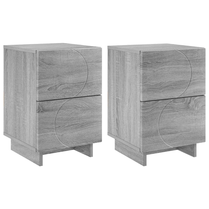 Dulap de noapte 2 buc. Sonoma gri 33,5 x 34,5 x 50 cm WALTI