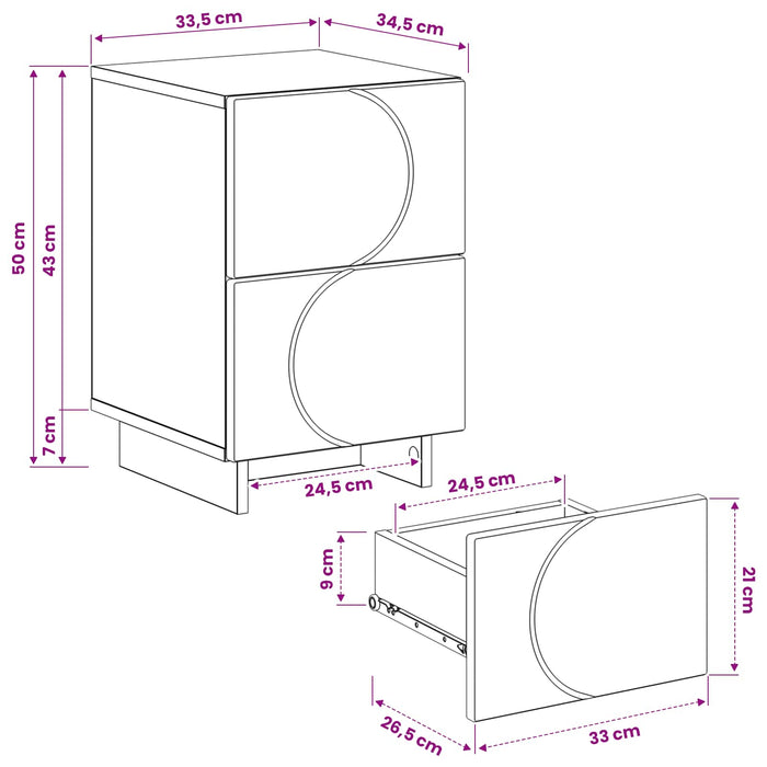 Dulap de noapte 2 buc. Stejar Artizanal 33,5 x 34,5 x 50 cm WALTI