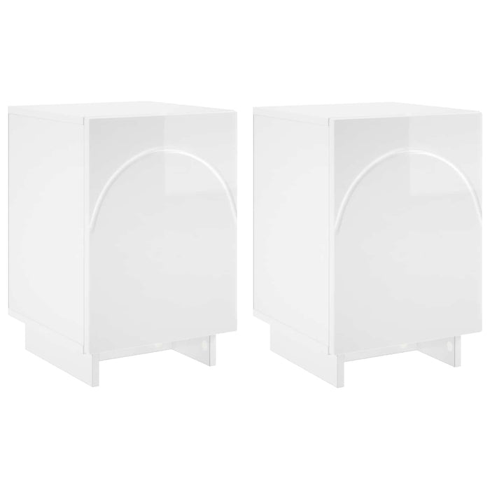 Dulap de noapte 2 pcs Alb foarte lucios 33,5 x 34,5 x 50 cm - WALTI WALTI