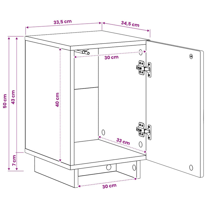 Dulap de noapte 2 pcs Stejar fumuriu 33,5 x 34,5 x 50 cm - WALTI WALTI