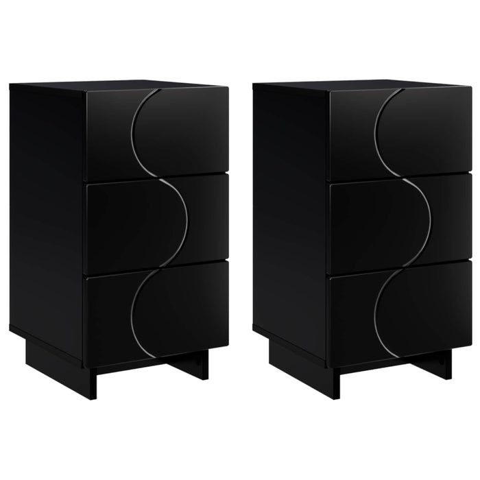 Dulap de noapte 2 pcs Negru 33,5 x 34,5 x 60 cm Lemn prelucrat - WALTI WALTI