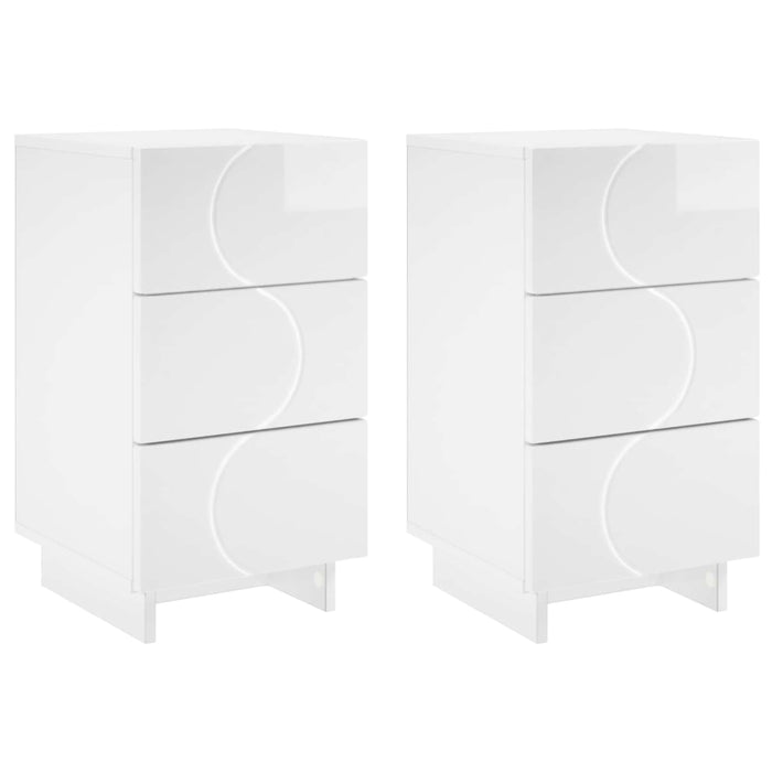 Dulap de noapte 2 pcs Alb foarte lucios 33,5 x 34,5 x 60 cm - WALTI WALTI