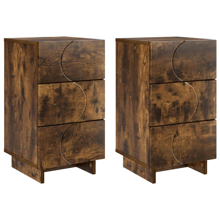 Dulap de noapte 2 pcs Stejar fumuriu 33,5 x 34,5 x 60 cm - WALTI WALTI