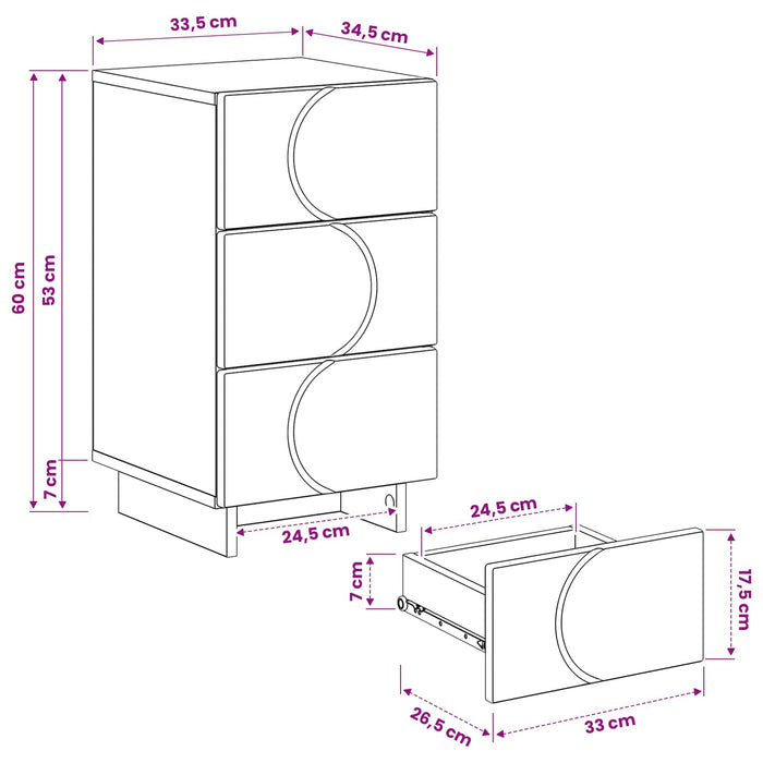 Dulap de noapte Stejar Artizanal 33,5 x 34,5 x 60 cm - WALTI WALTI