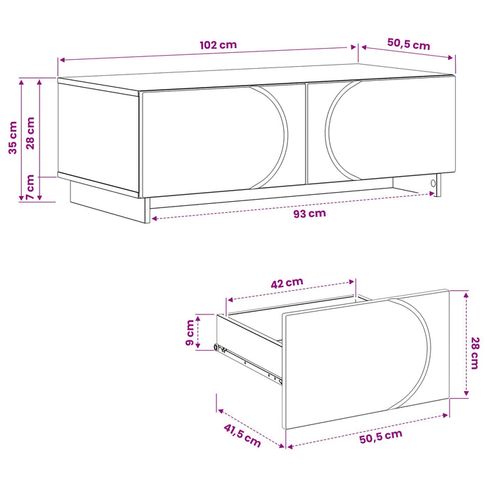 Masă de cafea Stejar Artizanal 102 x 50,5 x 35 cm - WALTI WALTI