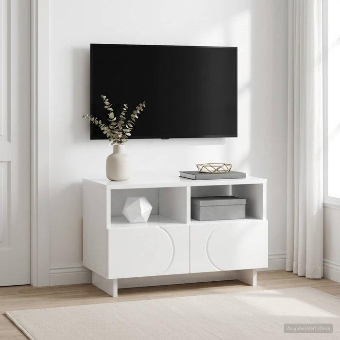 Comodă TV 60 x 34.5 x 40 cm Alb foarte lucios Lemn prelucrat WALTI
