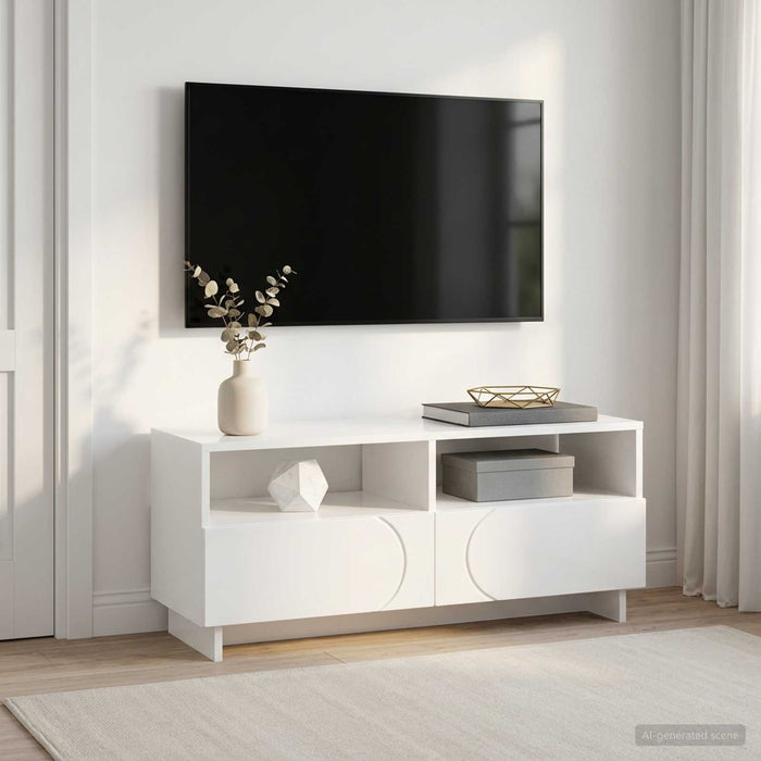Comodă TV 90 x 34.5 x 40 cm Alb foarte lucios Lemn prelucrat WALTI