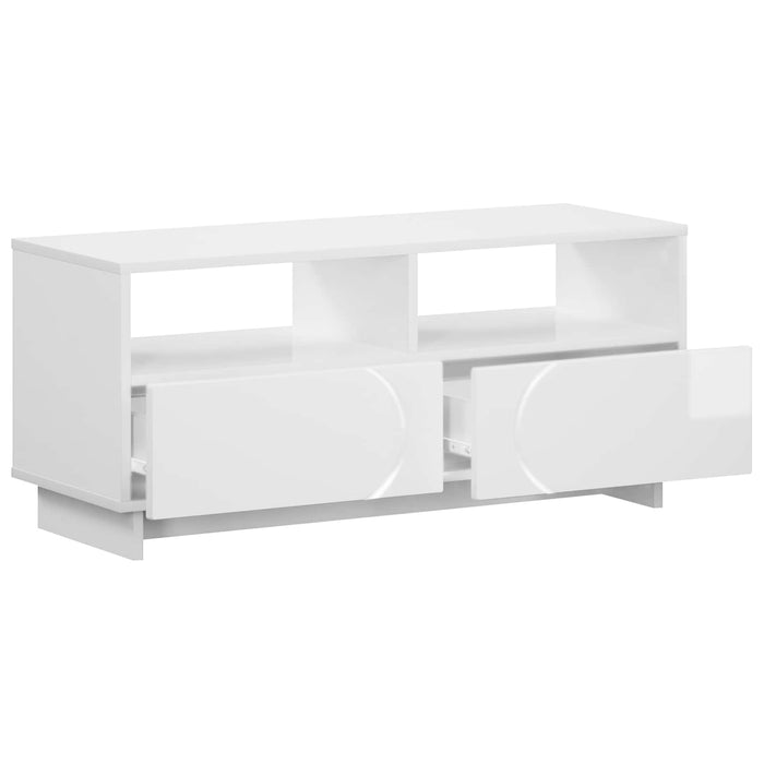 Comodă TV 90 x 34.5 x 40 cm Alb foarte lucios Lemn prelucrat WALTI