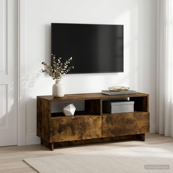 Comodă TV 90 x 34.5 x 40 cm Stejar fumuriu Lemn prelucrat WALTI
