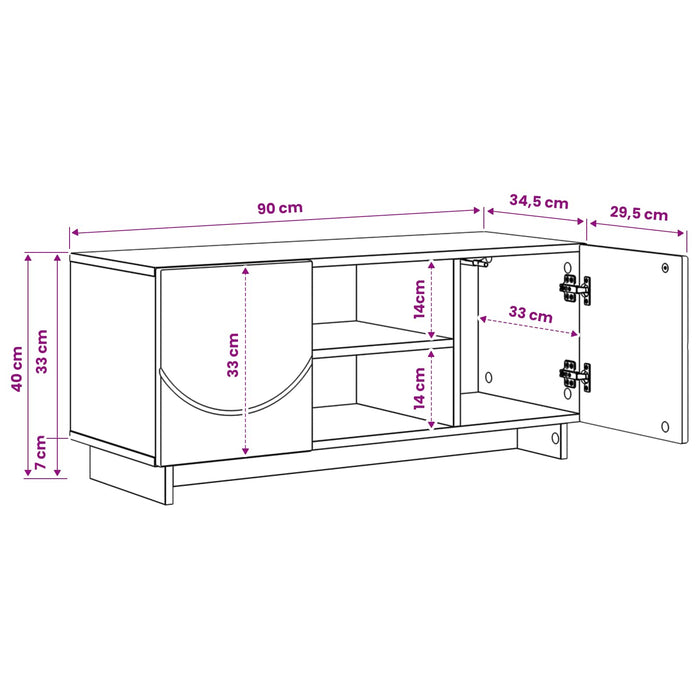 Support TV 90 x 34.5 x 40 cm Alb Lemn prelucrat WALTI