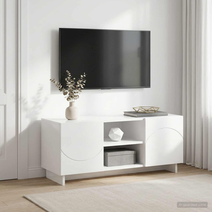 Support TV 90 x 34.5 x 40 cm Alb foarte lucios Lemn prelucrat WALTI