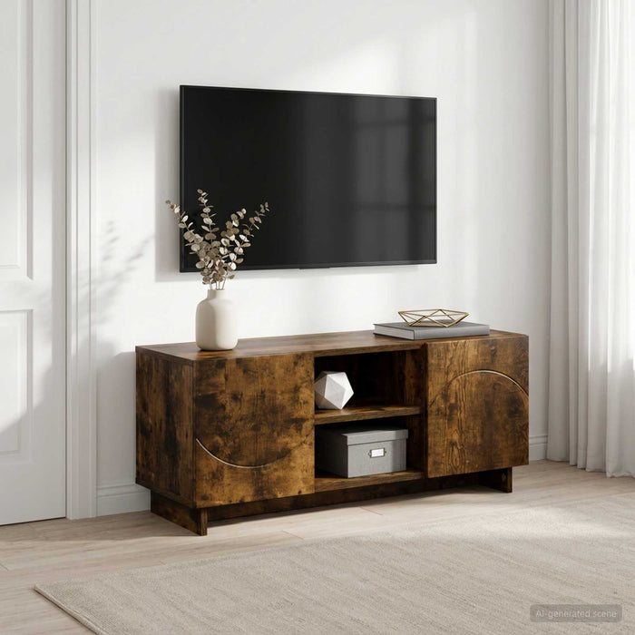 Support TV 90 x 34.5 x 40 cm Stejar fumuriu Lemn prelucrat WALTI