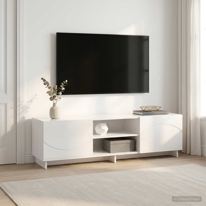 Support TV 140 x 34,5 x 40 cm Alb foarte lucios Lemn prelucrat WALTI