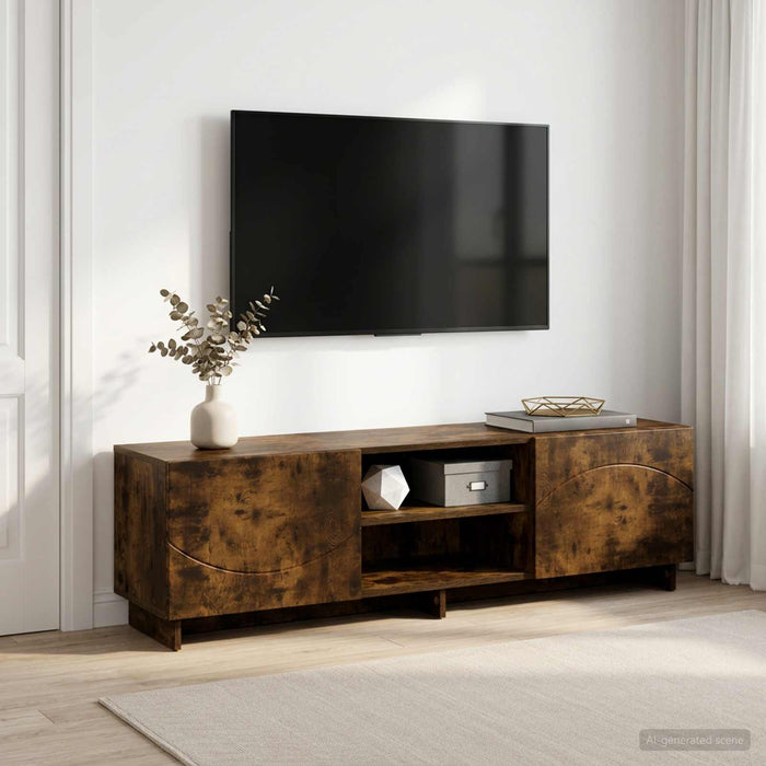Support TV 140 x 34,5 x 40 cm Stejar fumuriu Lemn prelucrat WALTI