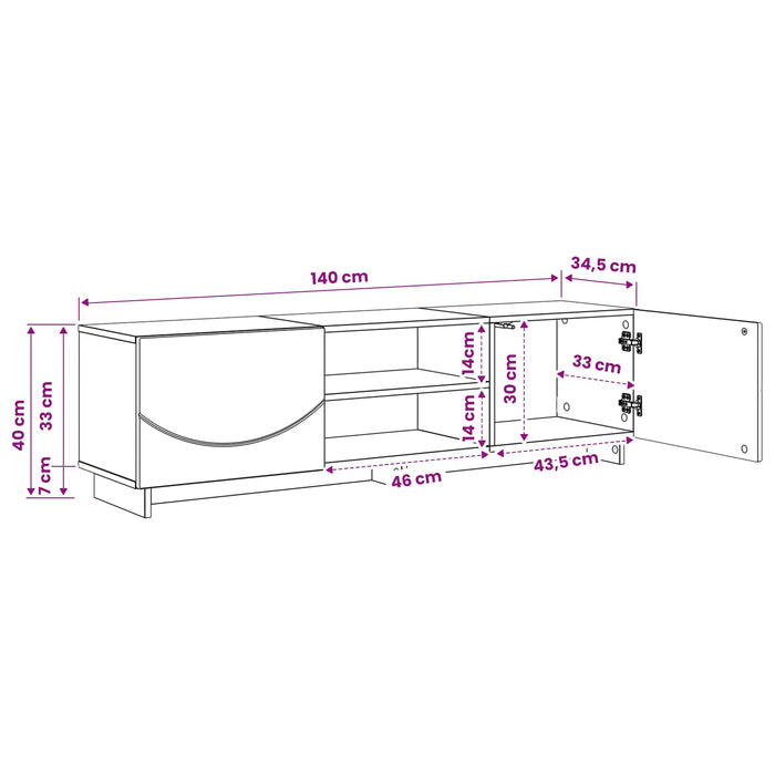 Support TV 140 x 34,5 x 40 cm Lemn vechi Lemn prelucrat WALTI