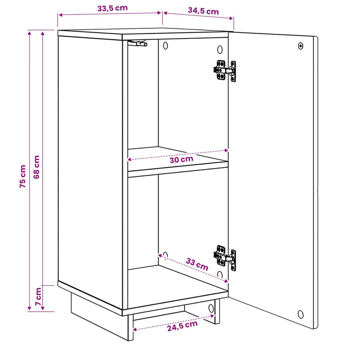 Servantă Stejar Artizanal 33,5 x 34,5 x 75 cm Lemn prelucrat WALTI