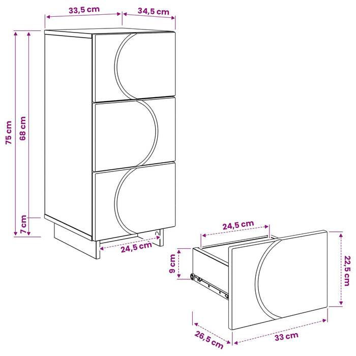 Bufet Negru 33,5 x 34,5 x 75 cm Lemn prelucrat WALTI