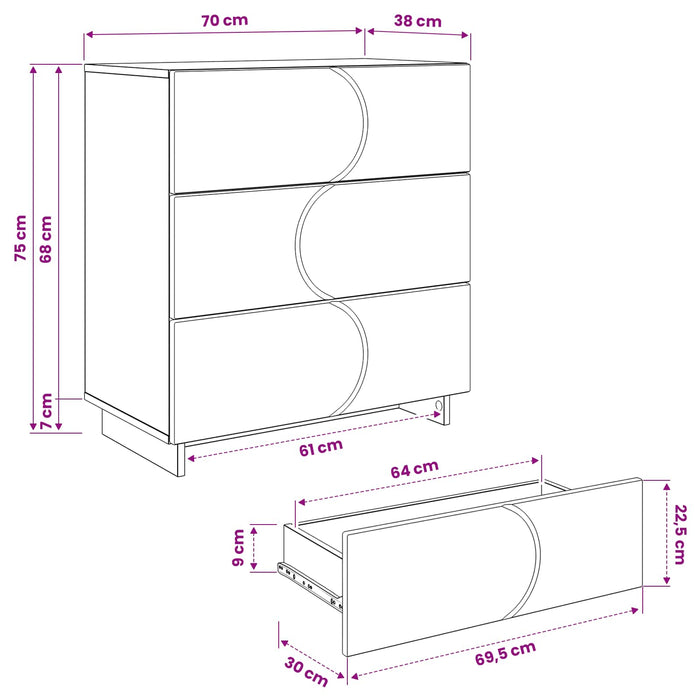 Bufet Stejar Sonoma 70 x 38 x 75 cm Lemn prelucrat WALTI