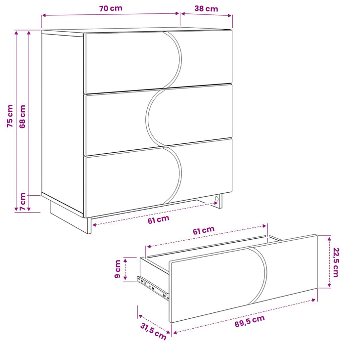 Bufet Sonoma gri 70 x 38 x 75 cm Lemn prelucrat WALTI