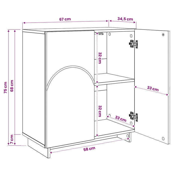 Bufet Negru 67 x 34,5 x 75 cm Lemn prelucrat WALTI