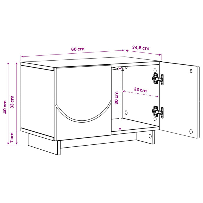 Suport TV 60 x 34.5 x 40 cm Alb foarte lucios Lemn prelucrat WALTI
